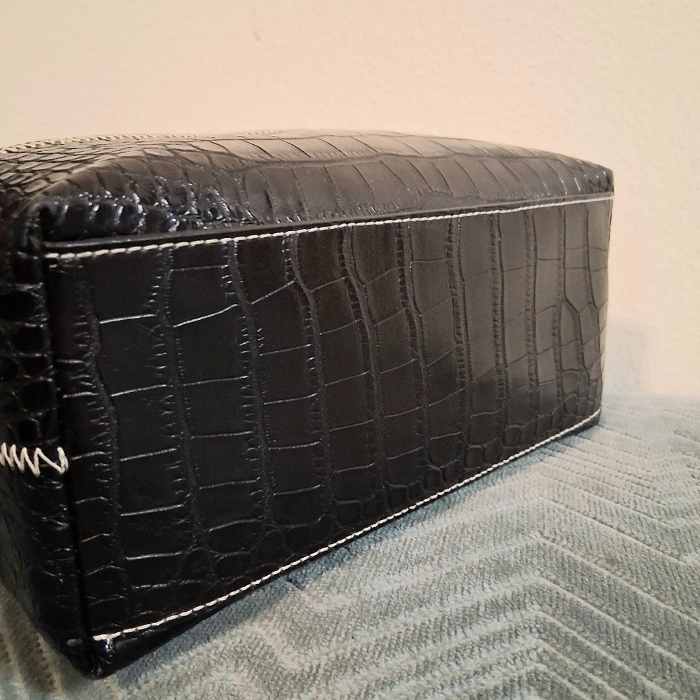 Tommy Hilfiger Black Croc Faux Leather Like Handbag - Picture 5 of 11